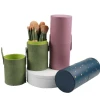 Dust-proof makeup brush bucket pu storage box with lid, pen holder, stationery and leather goods storage box, makeup brush storage cylinder wholesale Item Picture